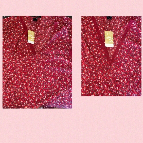 SUZANNE BETRO "RUST FLORAL LACE TRIM~MIDI DRESS~V-NECK~BELL SLEEVES~X-LARGE - Picture 5 of 9